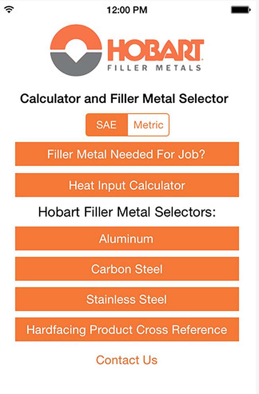 Free Hobart Filler Metal Selector and Calculator App Available for iPhone and iPad